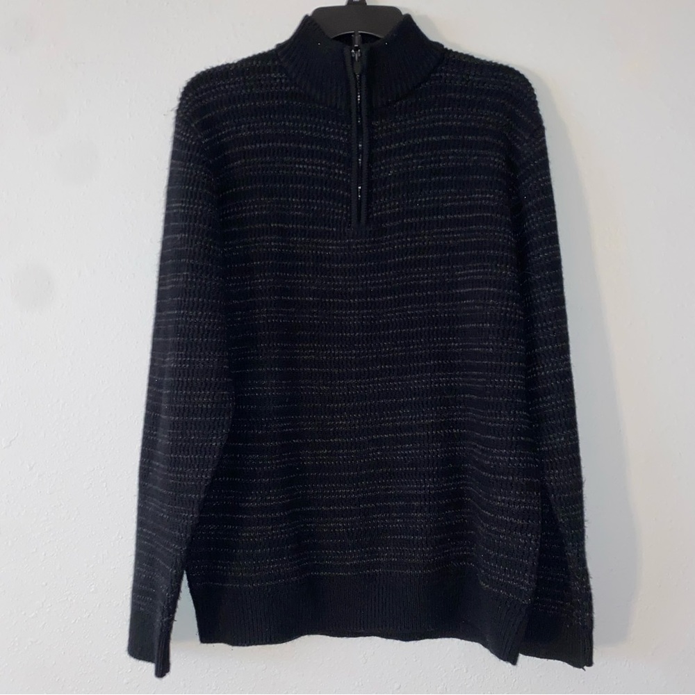 NWT AMONGST OTHERS MEN'S 1/4 ZIP PULLOVER SWEATER BLACK